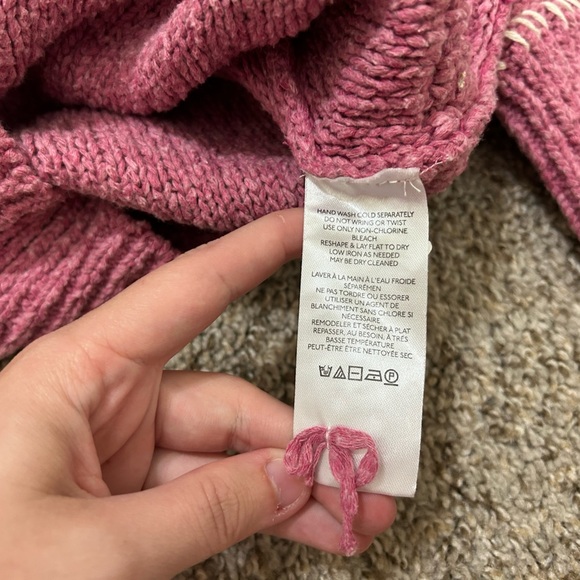 Anthropologie Pilcro Yin Yang Icon Heart Cardigan Pink Size XS Spring Preppy - Picture 12 of 15